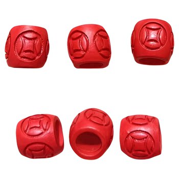 Large hole cinnabar loose beads natural raw mineral fine red sand flower beads single beads positioning beads six-character mantra coin beads