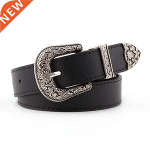 Hup Women Black Leather Western Cowgrl Wast Belt Metal Buc