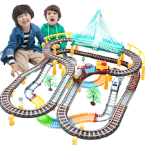 Small Train Toy Railcar Electric Roll-coaster High-speed Rail Sliding Racing Cars Puzzle Children Toy Boys