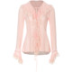 ນັບຕັ້ງແຕ່ rayon ຝຣັ່ງ vintage ເສື້ອ cardigan lace blouse