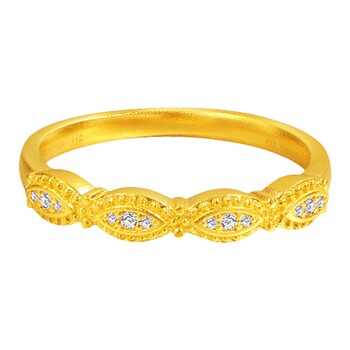 Laomiao gold pure gold 999 diamond group inlaid ancient method ring light luxury retro gold diamond trendy and profitable genuine product