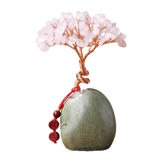 天然黄水晶发财树摇钱树办公桌面装饰品水晶招财树创意摆件小礼物