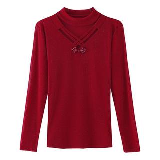 银狐绒保暖加厚上衣修身秋冬女装新款时尚洋气长袖网纱蕾丝打底衫