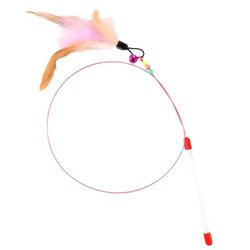 Teasing cat stick with bell, feathers, self -hi, pet cat toy, steel wire super long rod meow products become kittens