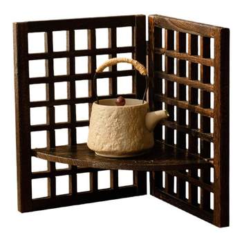 Solid wood flower stand small screen chinese retro tea table stand