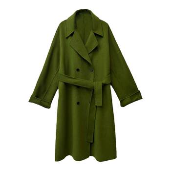 Jiuwu homemade French retro 100% wool wool-sided coat ເປືອກຫຸ້ມນອກ woolen ຍາວກາງວ່າງສໍາລັບແມ່ຍິງພາກຮຽນ spring ແລະດູໃບໄມ້ລົ່ນ