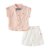 David Bella Medium and Large Childrens Shorts Set 2024 New Summer Boys Two-piece Set Childrens Shirts and Pants