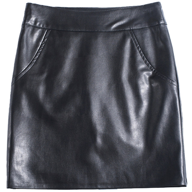 Genuine leather skirt women's short skirt sheepskin hip skirt