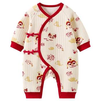 Tongtai baby autumn and winter warm red jumpsuit