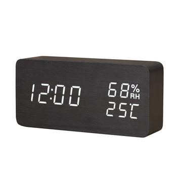 Led alarm clock night light temperature and humidity bedside table clock