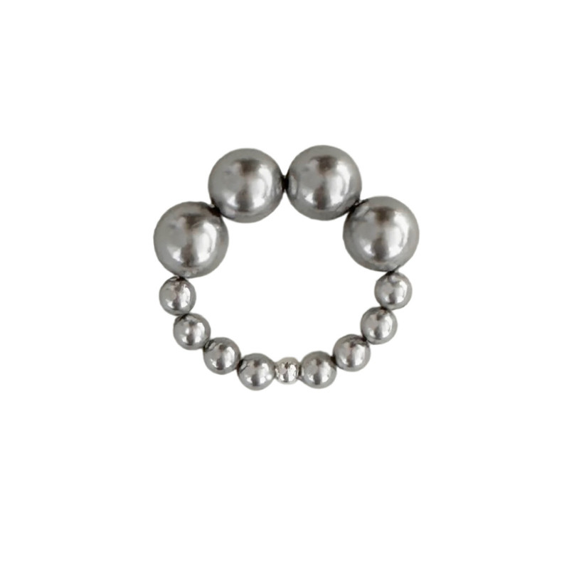 French elegant 925 silver beads & Shijia pearl ring