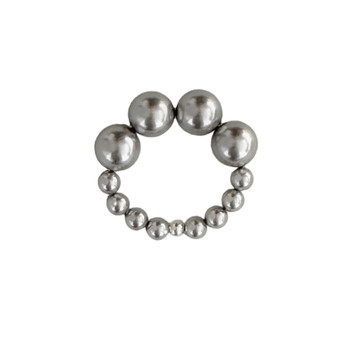 French elegant 925 silver beads & shijia pearl ring