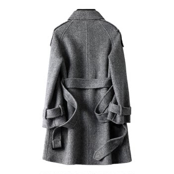 双面羊毛大衣女中长款系带韩版减龄小个子2025新款高级感毛呢外套