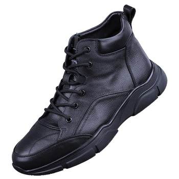 Foreign trade high-top leather shoes for men business men winter plus velvet