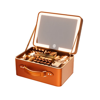 Makeup box with light mirror cover trolley travel and makeup artist
