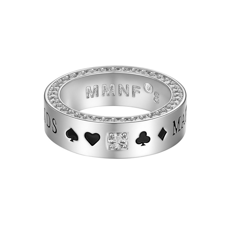 MMNF black and red plum pavé diamond enamel ring