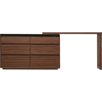 Lins home living room retractable cupboard desk adult home student study table walnut color