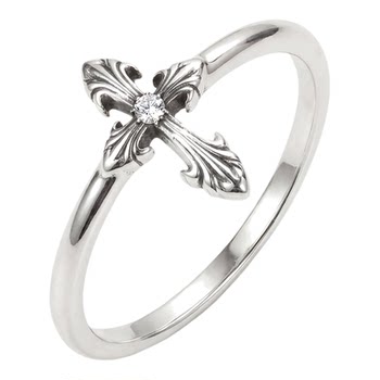 Gothic heart original cross slim ring set with diamonds 22k gold stacked 925 silver trendy ring women's niche jewelry