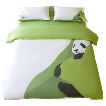 Jialiya zizai panda series xinjiang cotton printed four-piece family dormitory full cotton skin-friendly good sleep kit