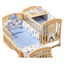 Diyi impression solid wood newborn baby bb cradle multi-functional paint-free removable childrens spliced ​​large bed