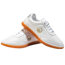 Tai Chi shoes genuine leather womens tendon bottom spring and autumn breathable soft leather Tai Chi martial arts performance shoes practice shoes mens Hongdao