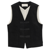 (Capsule Wardrobe) puretea tea placket buckle vest womens geometric pocket V-neck vest 2024 autumn new