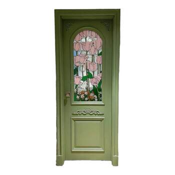 Creative stained glass painted flat french interior door