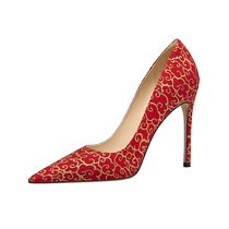 Lily Wei (Jinrun) red Xiuhe wedding shoes bridal shoes large size women 41 to 43 Xiangyun Hanfu high heels