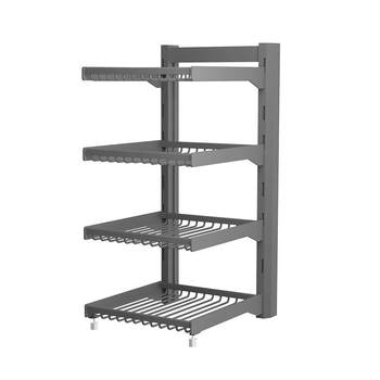 Kitchen storage racks, pots and storage cabinets