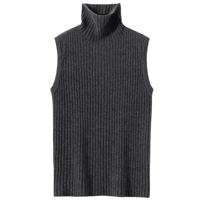 Wearable 100% Cashmere Pile Collar Sleeveless Vest