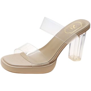 高跟凉鞋女2025年新款粗跟透明水晶拖鞋女外穿夏季百搭网红ins潮