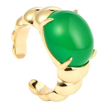 Mobang jewelry croissant green open ring for women