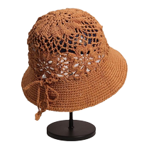 Japanese hollow hook fisherman hat womens spring and summer thin sun protection basin hat knitted breathable fashion