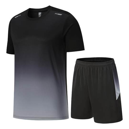 Одежда для фитнеса, мужской быстросохнущий спортивный костюм из ледяного шелка, летний костюм