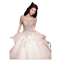 Law-style fugitive princess wedding dress 2024 new brides small sub main yarn senior texture Heavy work luxury palace windy