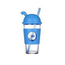 (Self-operated) Glasslock Resistant Straw Glass Water Cup Korean Cute Female Student Household Cup