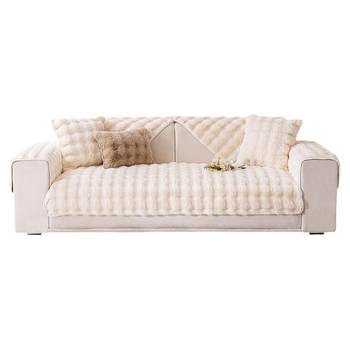 S-grade rabbit plush sofa cushion winter all-inclusive cover