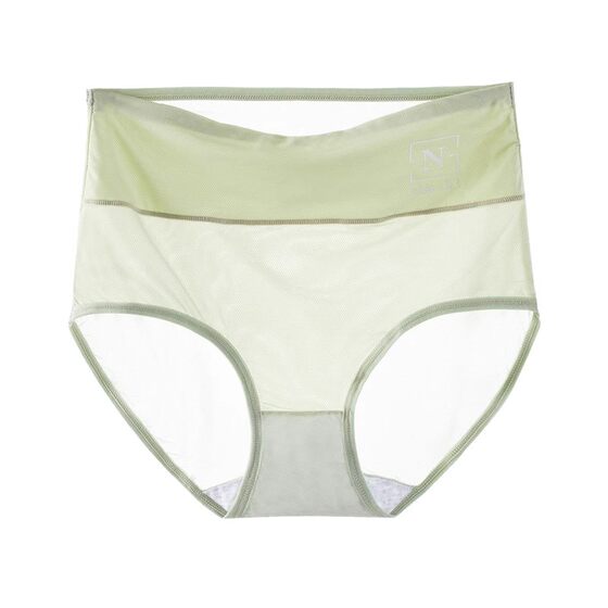 Women's underwear ice silk seamless antibacterial cotton high waist tummy control plus size briefs thin mid-waist