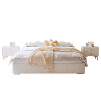 Winter Bear Nordic Light Luxury No Bedside Bed Modern Simple Bedroom Cream Style Backless Floor Storage Fabric Bed