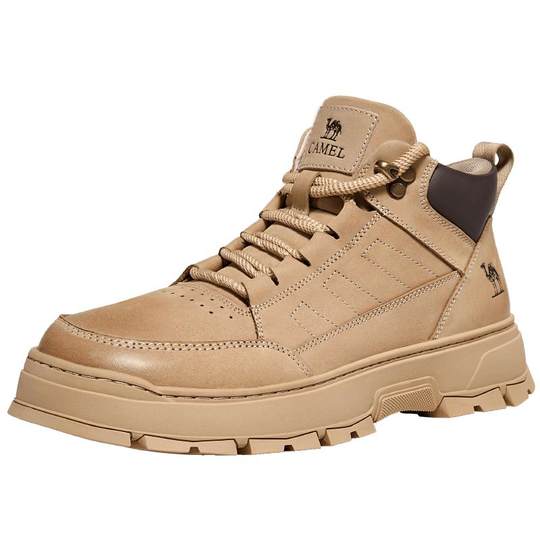 骆驼马丁靴男2025年秋冬真皮高帮鞋加绒加厚底英伦棉鞋户外工装靴