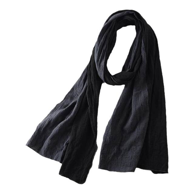 Personalized color matching high-end men's scarf autumn and winter long versatile black gray fashionable cotton and linen scarf Japanese casual