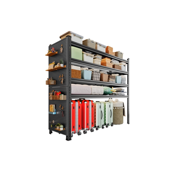 Black multi-layer household shelf shelf with hole plates, luggage rack, balcony storage rack, empty storage room