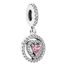 520 gifts] Pandora Pandora sparkling double surround heart pendant 925 silver girl diy string pearl delicacy