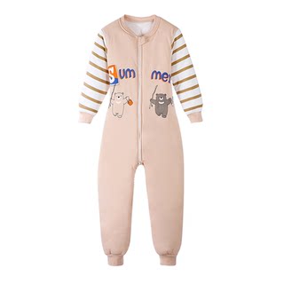 儿童连体睡衣秋冬加厚纯棉睡袋防踢被男童女童中大童连体衣春秋季