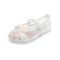 Childrens shoes spring and summer mesh breathable Chinese style embroidered shoes girls retro princess hand embroidered Hanfu shoes