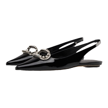 SW BLINGRING SLINGBACK FLAT spring and summer crystal pointed toe open heel flat shoes for women