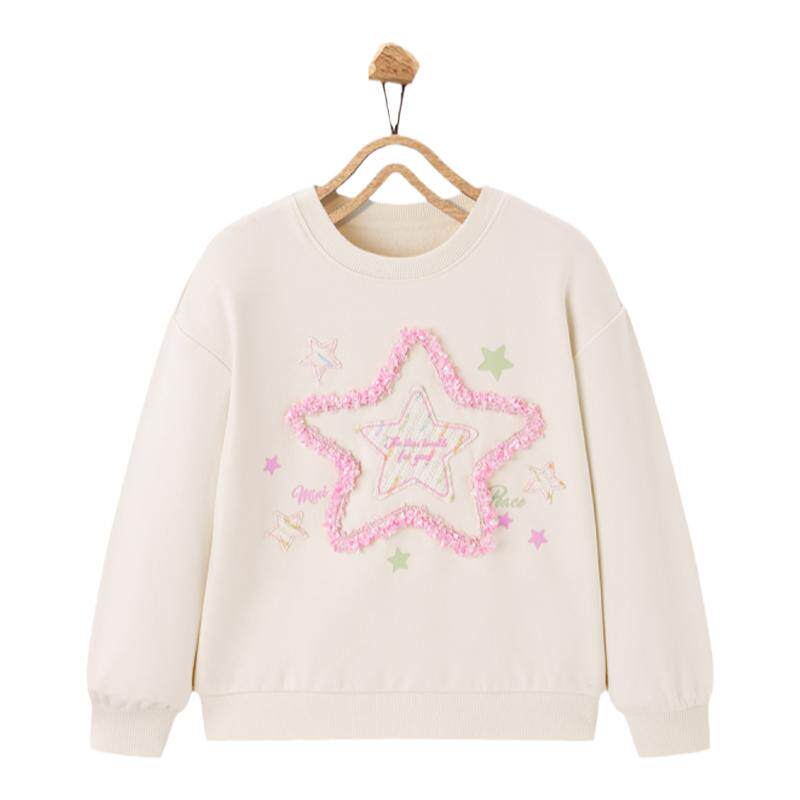MINIPEACE Peacebird children's clothing girls sweatshirt three-dimensional star long-sleeved round neck top sweet spring style