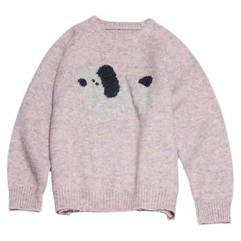 Stillyou cute black and white puppy crew neck sweater