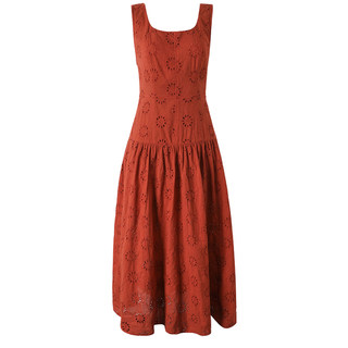 Fat mm tea break french orange-red embroidered vest skirt