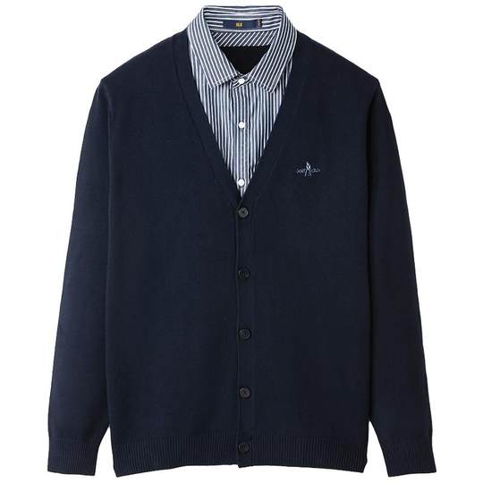 Hailan House double collar embroidered fake two-piece knitted sweater for men